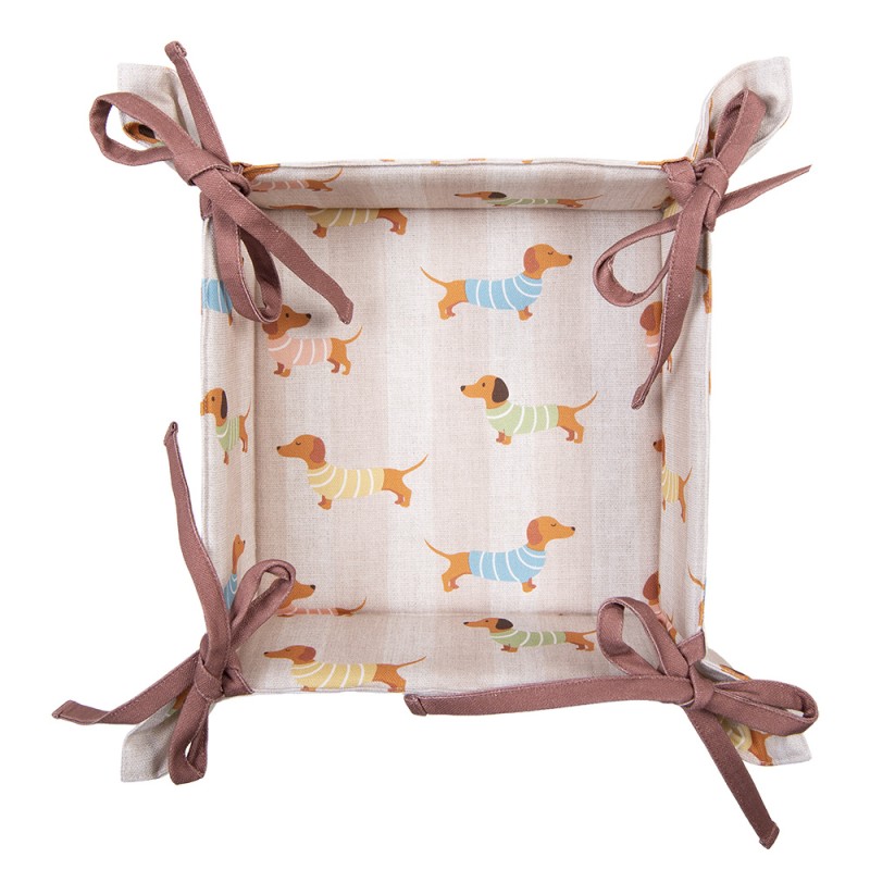 Clayre & Eef Brotkorb 35x35x8 cm Beige Baumwolle