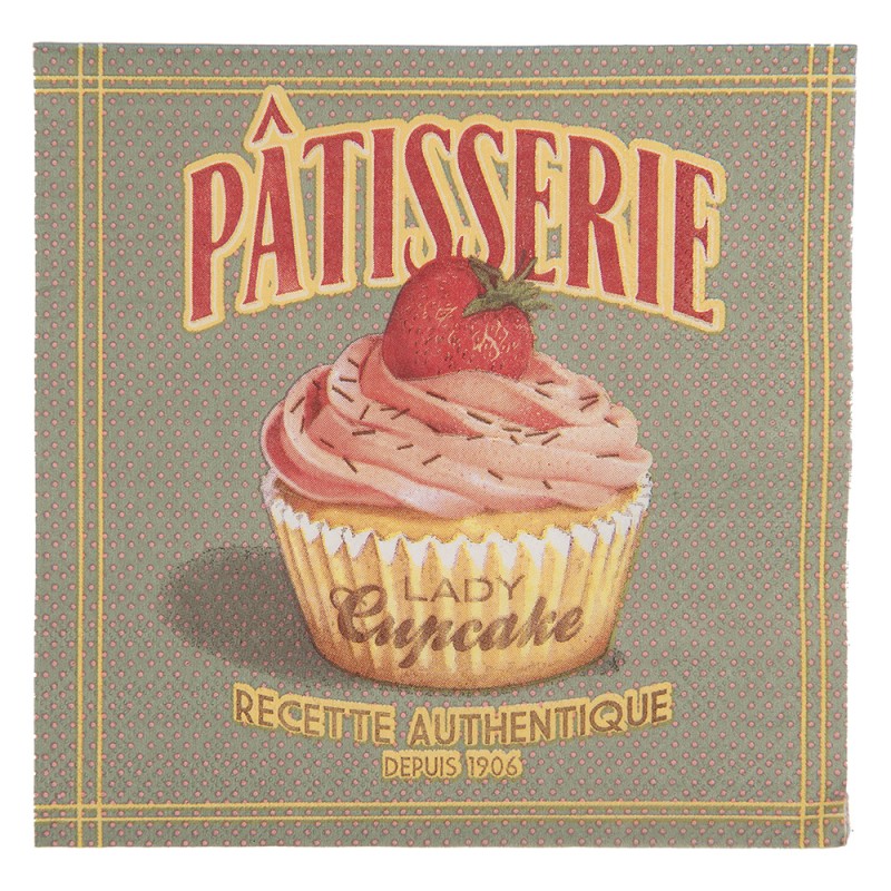 Clayre & Eef Servetten Papier Set van 20 33x33 cm Grijs Papier