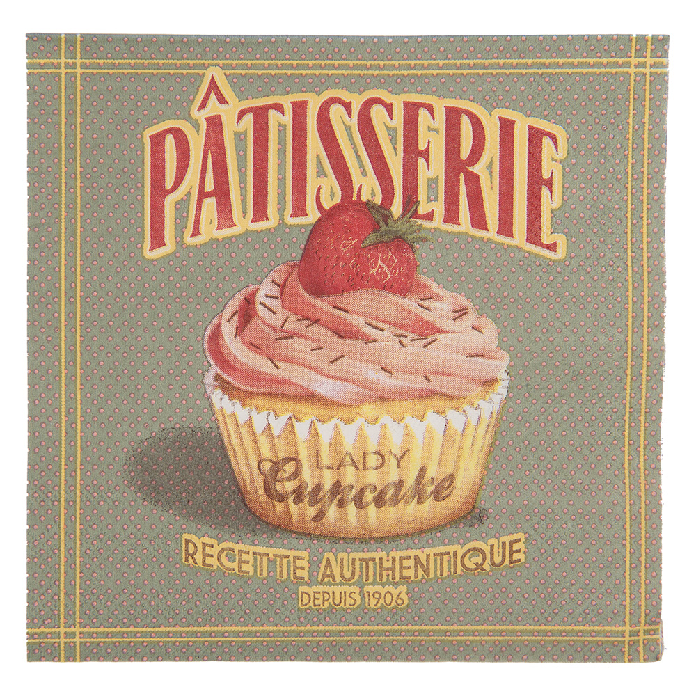 Clayre&Eef Servetten Papier Set van 20 33x33 cm Grijs Papier