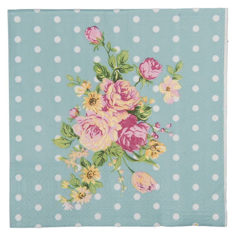 Clayre & Eef Serviettes Papier set de 20 33x33 cm Bleu Papier