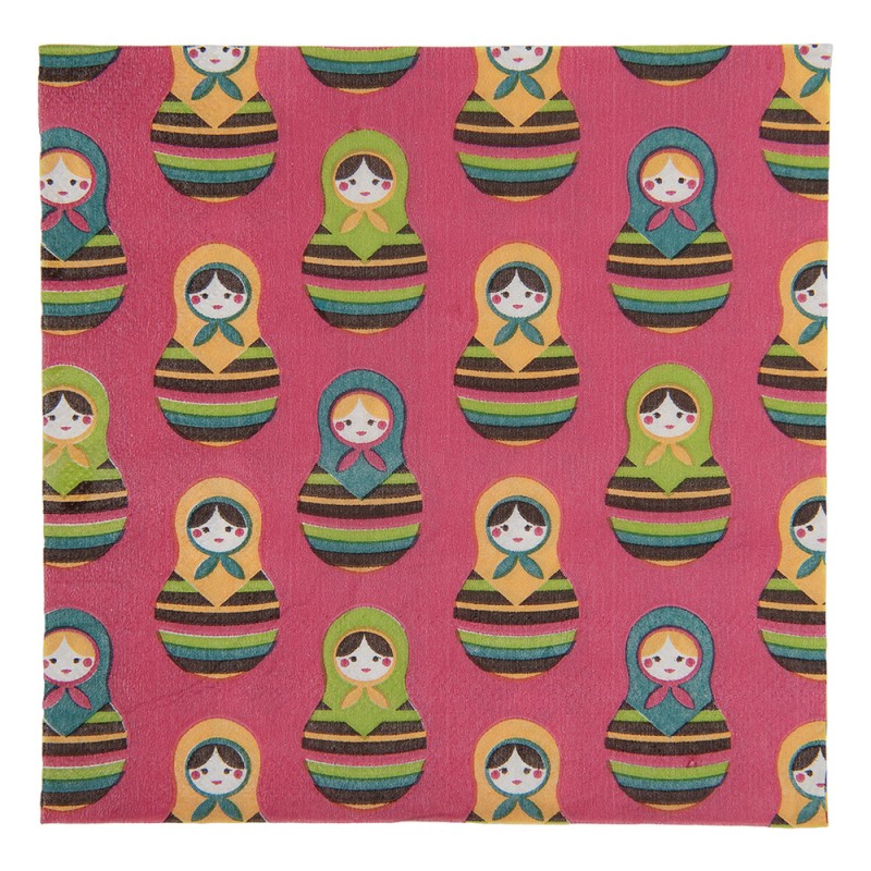 Clayre & Eef Servietten Papier 20er Set 33x33 cm Rosa Papier