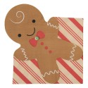 Clayre & Eef Serviettes Papier set de 20 Bonhomme en pain d‘épice 33x33 cm Marron Papier