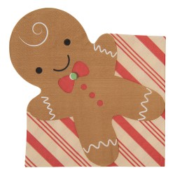 Clayre & Eef Serviettes Papier set de 20 Bonhomme en pain d‘épice 33x33 cm Marron Papier