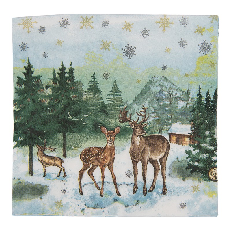 Clayre & Eef Serviettes Papier set de 20 33x33 cm Vert Papier