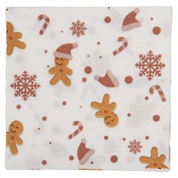 Clayre & Eef Servietten Papier 20er Set 33x33 cm Weiß Papier