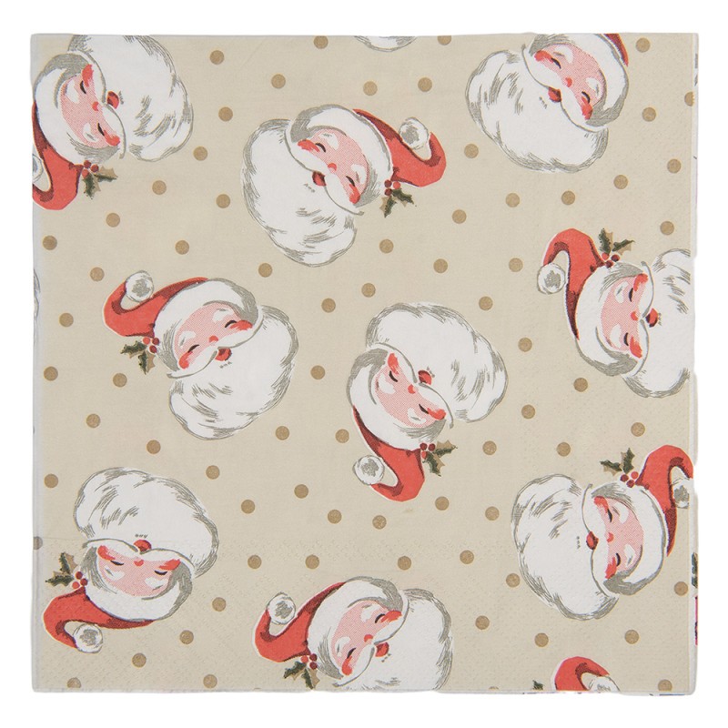 Clayre & Eef Servietten Papier 20er Set 33x33 cm Beige Papier