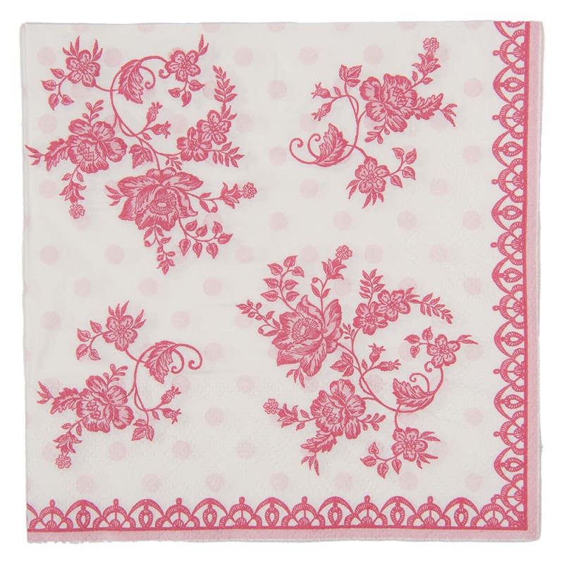 Clayre & Eef Servetten Papier Set van 20 33x33 cm Wit Papier