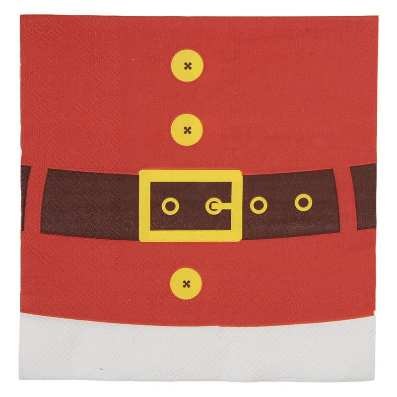 Clayre & Eef Serviettes Papier set de 20 33x33 cm Rouge Papier