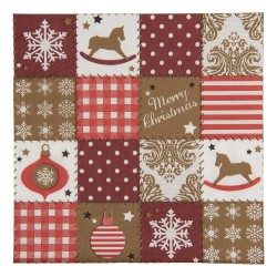 Clayre & Eef Serviettes Papier set de 20 33x33 cm Rouge Papier