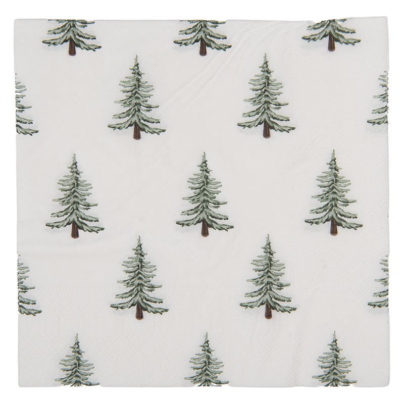 Clayre & Eef Serviettes Papier set de 20 33x33 cm Blanc Papier