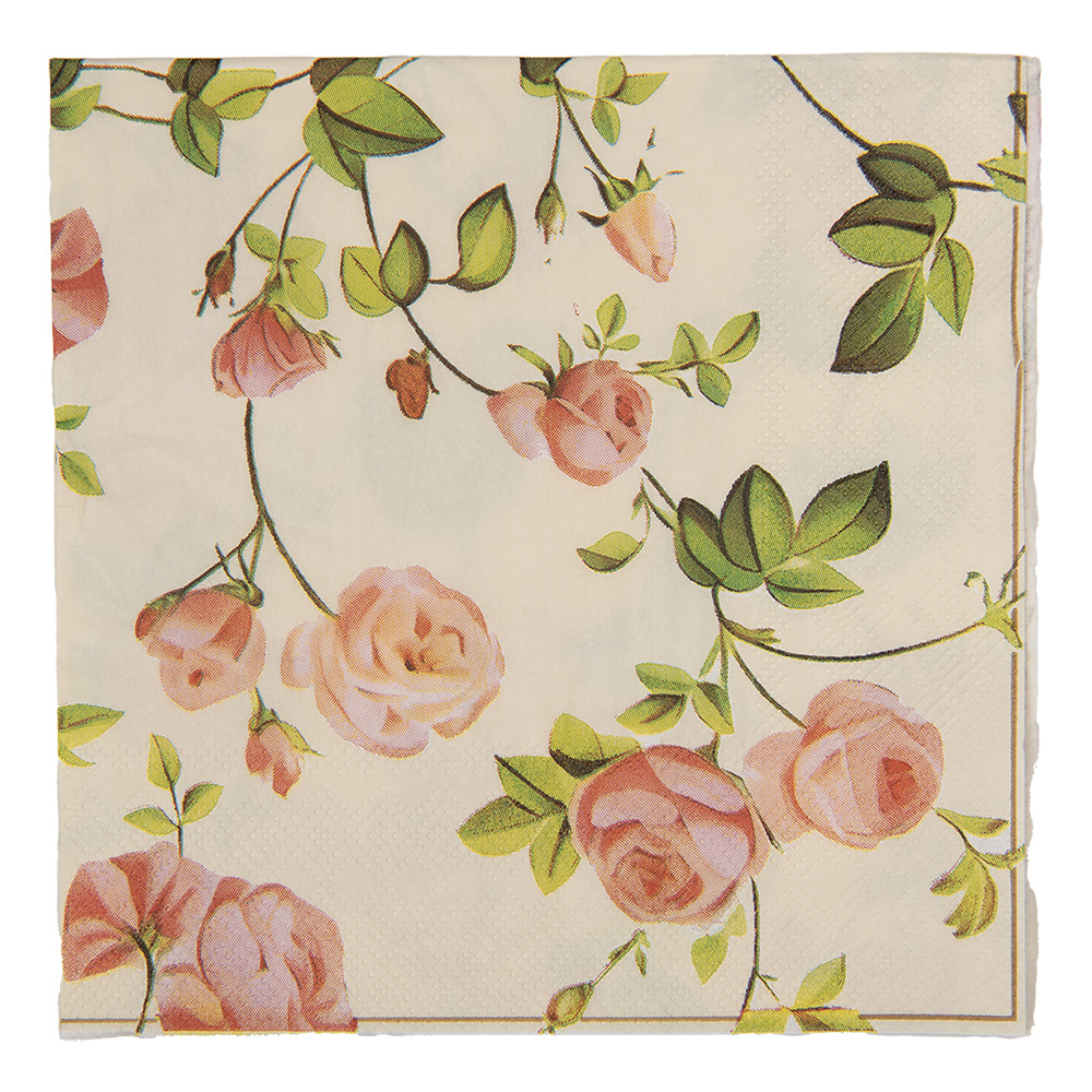 Clayre&Eef Servetten Papier Set van 20 33x33 cm Beige Papier