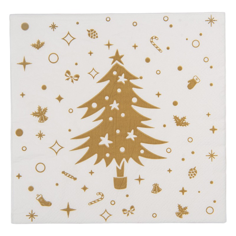 Clayre & Eef Serviettes Papier set de 20 33x33 cm Blanc Papier