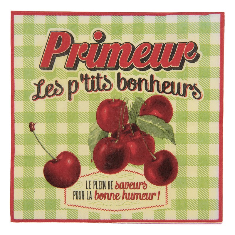 Clayre & Eef Serviettes Papier set de 20 33x33 cm Vert Papier