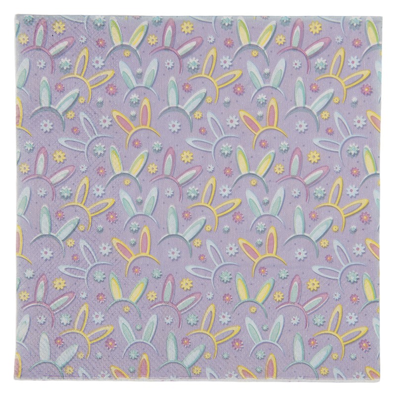 Clayre & Eef Servietten Papier 20er Set 33x33 cm Violett Papier