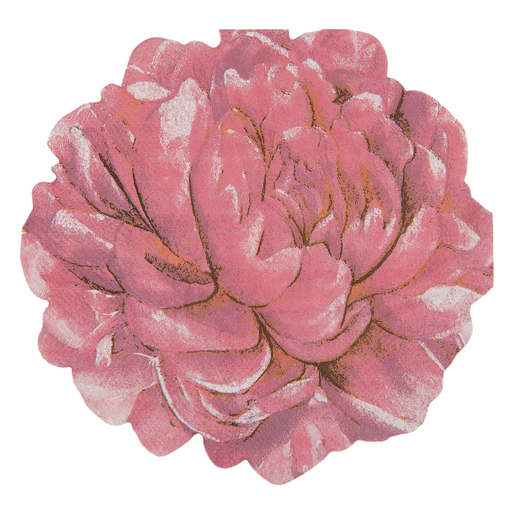 Clayre&Eef Servetten Papier Set van 20 Bloem 33x33 cm Roze Papier