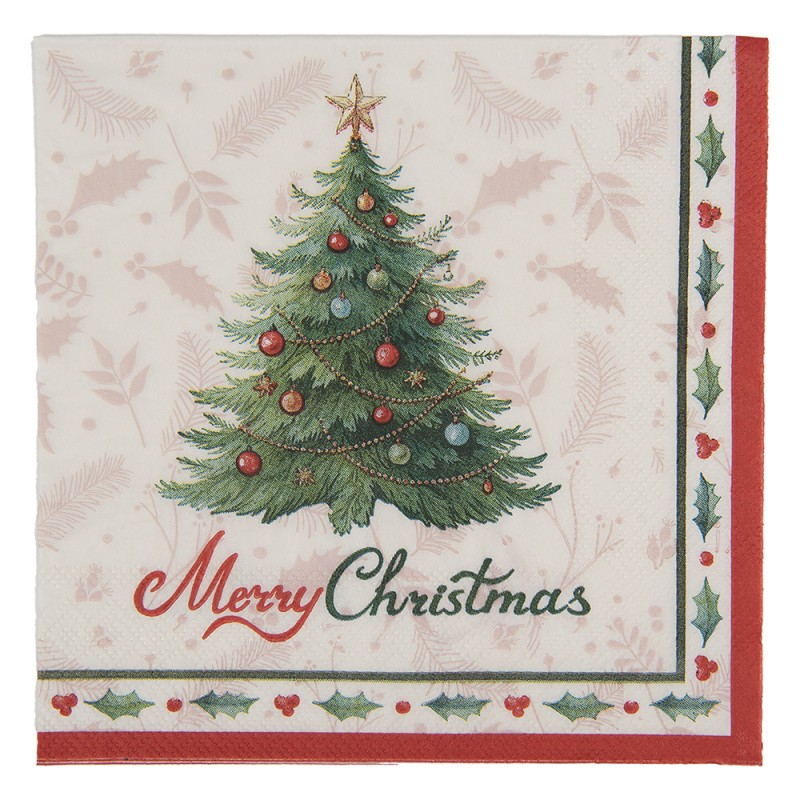 Clayre & Eef Serviettes Papier set de 20 33x33 cm Blanc Papier