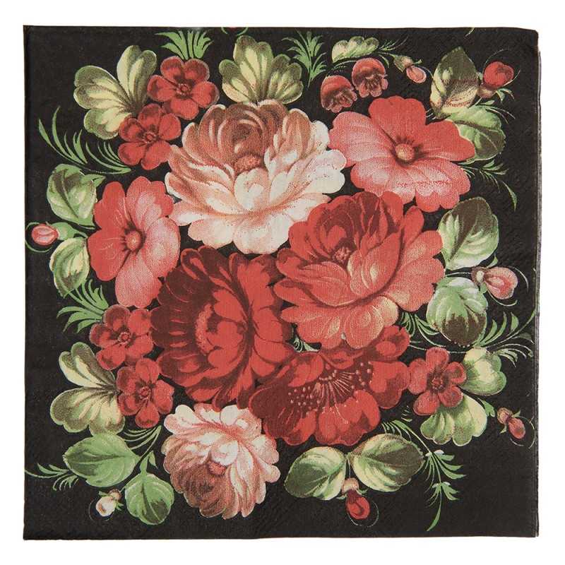 Clayre & Eef Tovaglioli Carta set di 20 33x33 cm Nero Carta