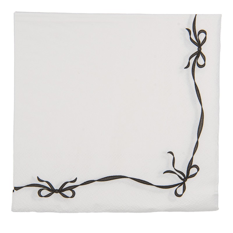 Clayre & Eef Serviettes Papier set de 20 33x33 cm Blanc Papier