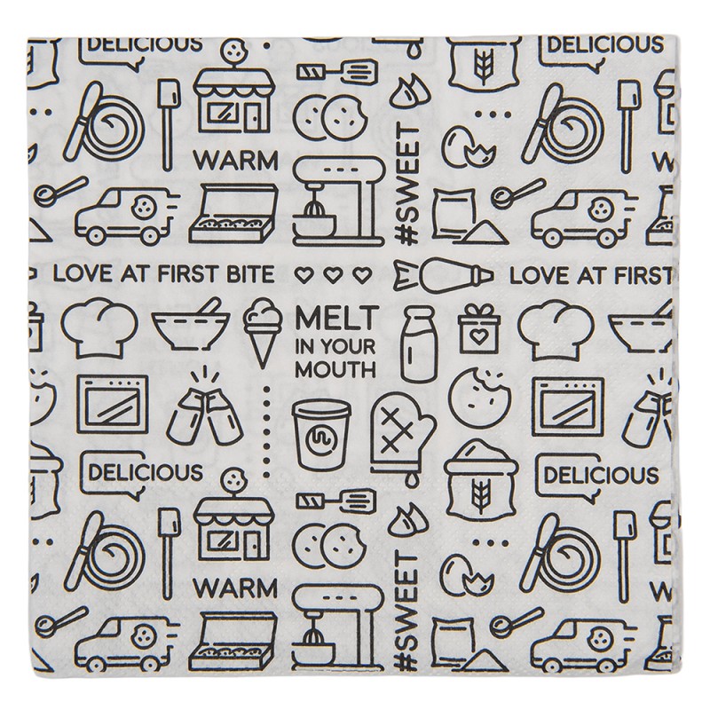 Clayre & Eef Serviettes Papier set de 20 33x33 cm Blanc Papier