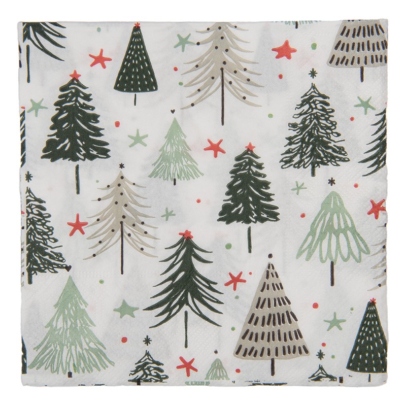 Clayre & Eef Servietten Papier 20er Set 33x33 cm Weiß Papier