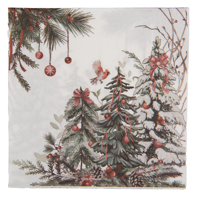 Clayre & Eef Napkins Paper Set of 20 33x33 cm White Paper