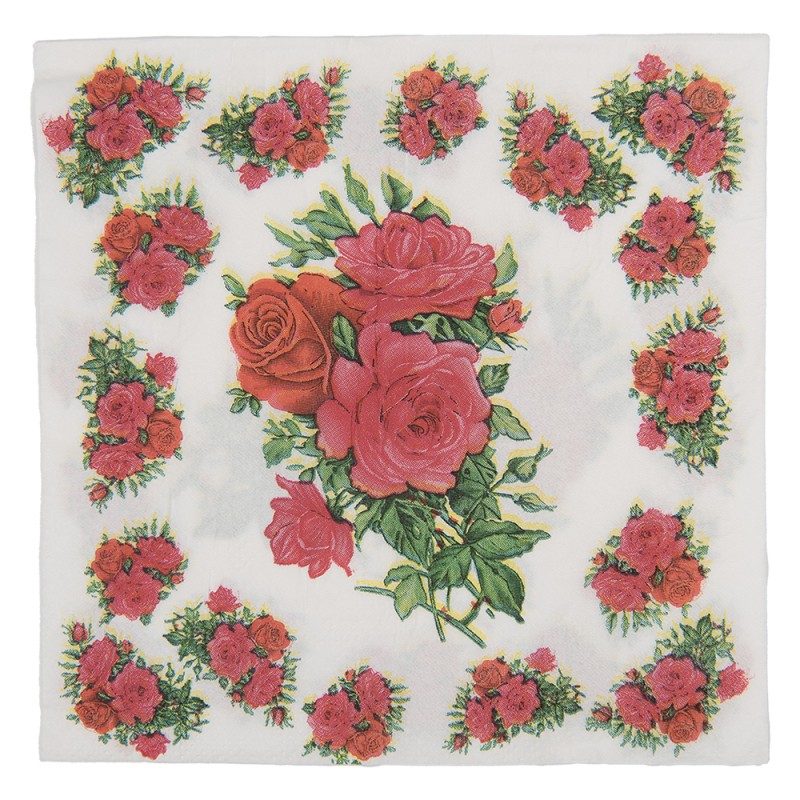 Clayre & Eef Servietten Papier 20er Set 33x33 cm Weiß Papier