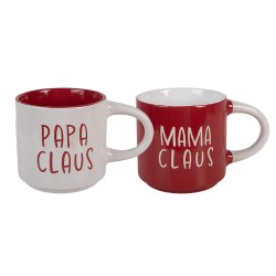 Clayre & Eef Mok Set van 2 400 ml Wit Porselein