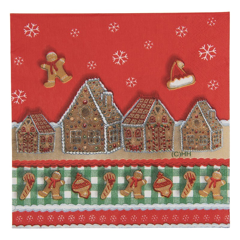 Clayre & Eef Serviettes Papier set de 20 33x33 cm Rouge Papier