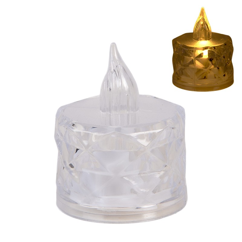 Clayre & Eef Waxinelichthouder met LED 4x5 cm Transparant Kunststof