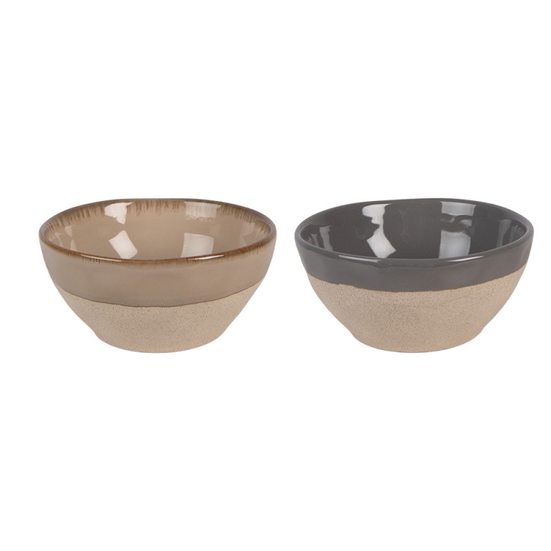 Clayre & Eef Soup Bowl Set of 2 450 ml Beige Porcelain