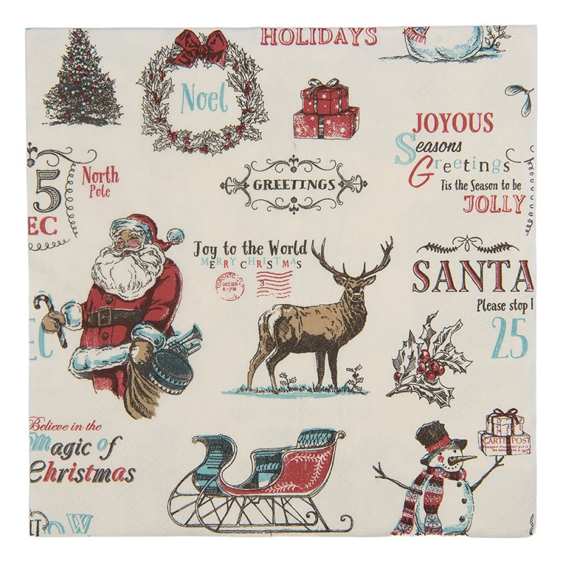 Clayre & Eef Tovaglioli Carta set di 20 33x33 cm Beige Carta
