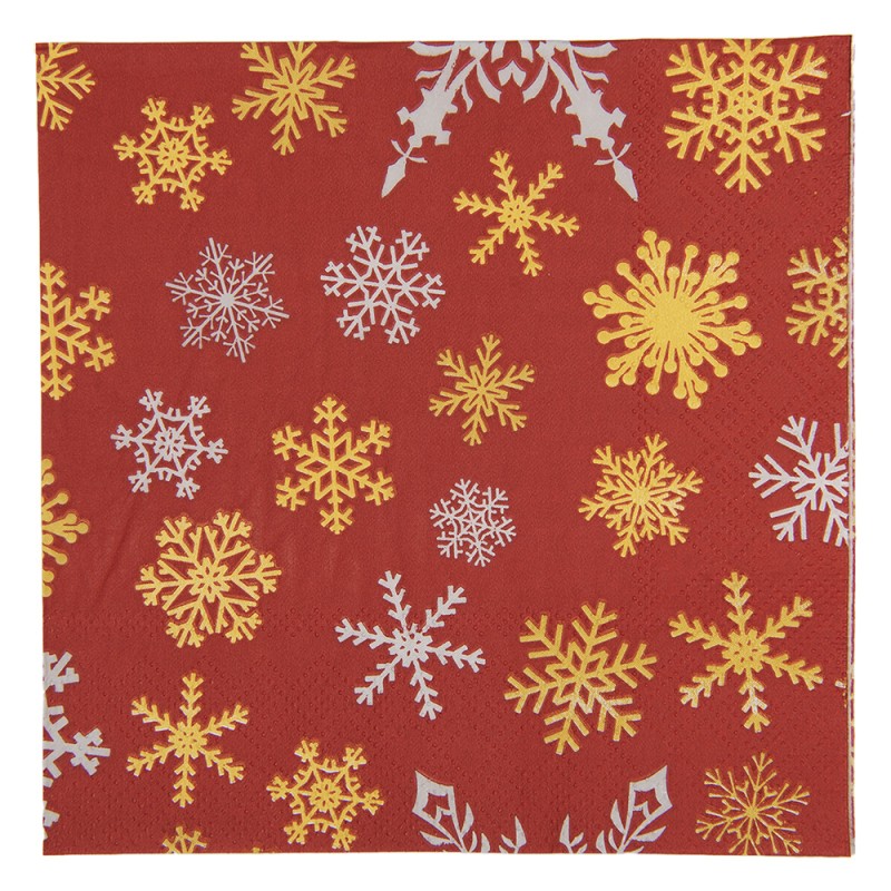 Clayre & Eef Napkins Paper Set of 20 33x33 cm Red Paper