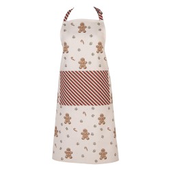 Clayre & Eef Tablier de cuisine 70x85 cm Beige Coton Bonhomme en pain d‘épice