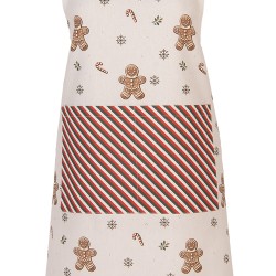 Clayre & Eef Tablier de cuisine 70x85 cm Beige Coton Bonhomme en pain d‘épice