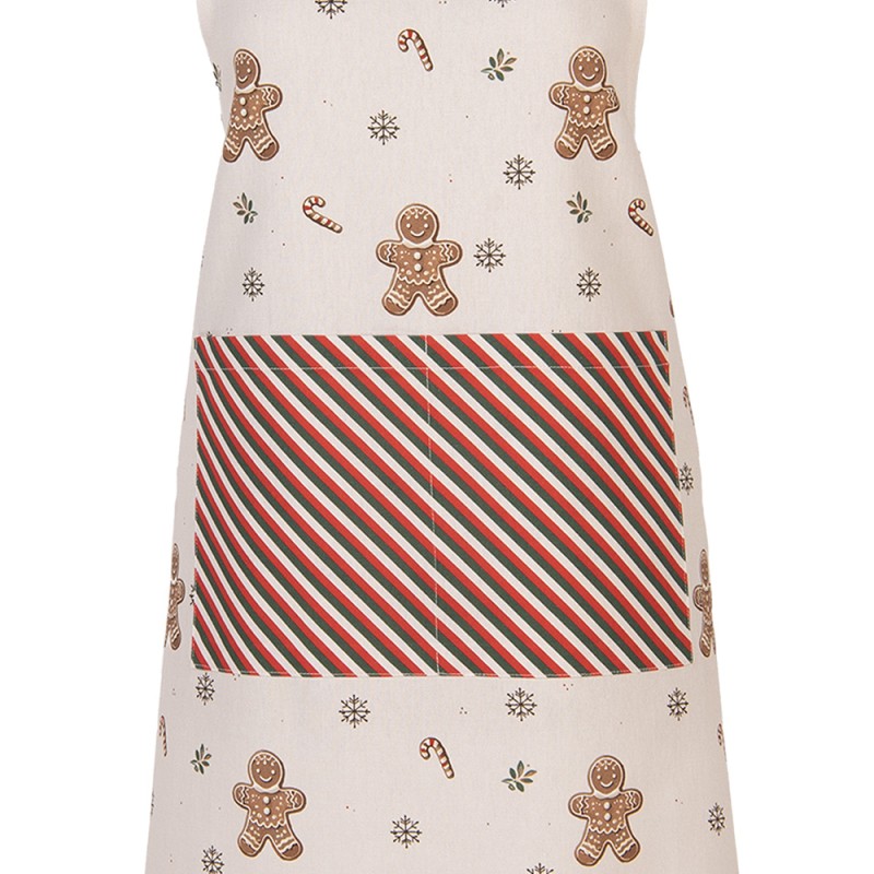Clayre & Eef Küchenschürze 70x85 cm Beige Baumwolle Pfefferkuchenmann
