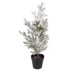 Clayre & Eef Mini Artificial Christmas Tree 20x20x60 cm White Plastic
