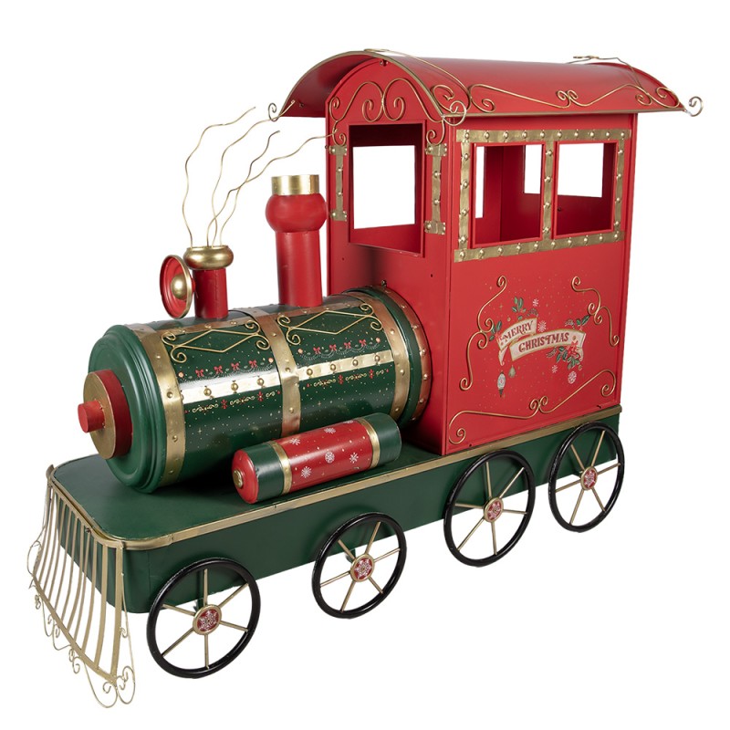 Clayre & Eef Kerstdecoratie Beeld Trein 280x75x135 cm Rood Metaal