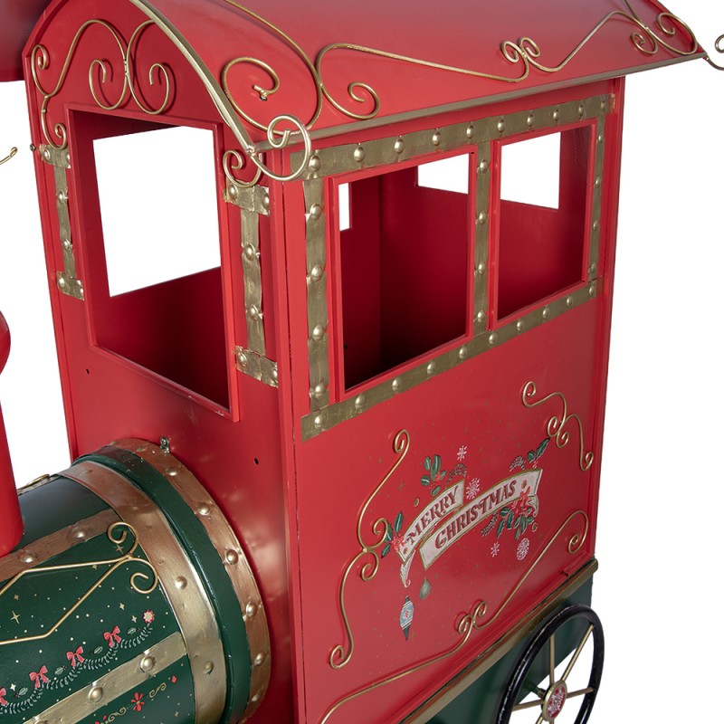 Clayre & Eef Kerstdecoratie Beeld Trein 280x75x135 cm Rood Metaal