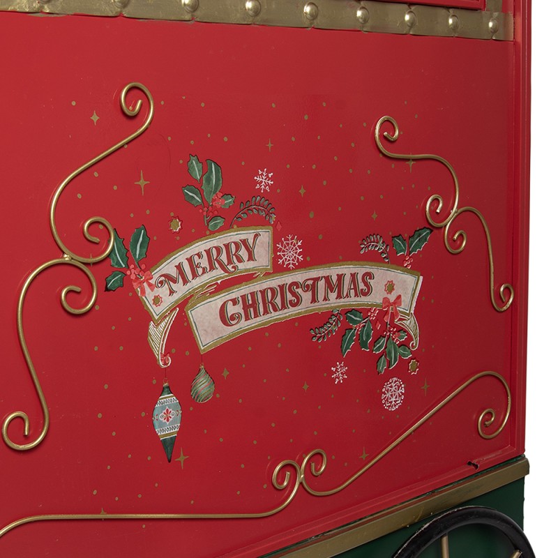 Clayre & Eef Kerstdecoratie Beeld Trein 280x75x135 cm Rood Metaal