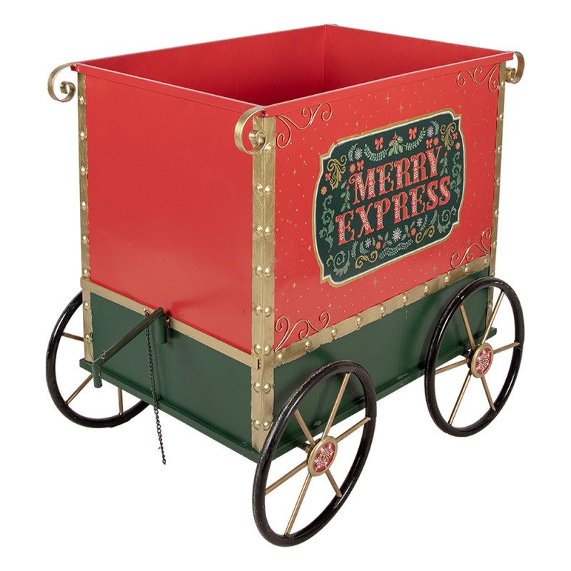 Clayre & Eef Kerstdecoratie Beeld Trein 280x75x135 cm Rood Metaal