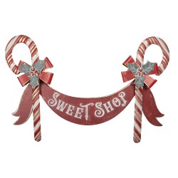 Clayre & Eef Text Sign Candy Cane 91x5x59 cm Red Metal