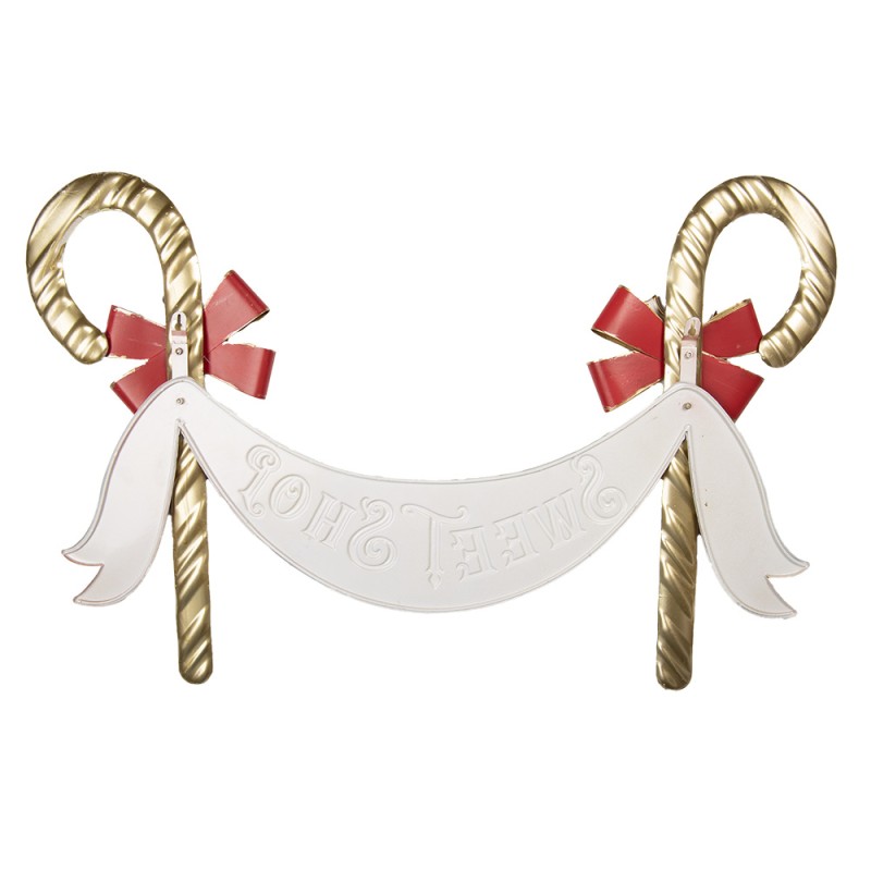 Clayre & Eef Text Sign Candy Cane 91x5x59 cm Red Metal