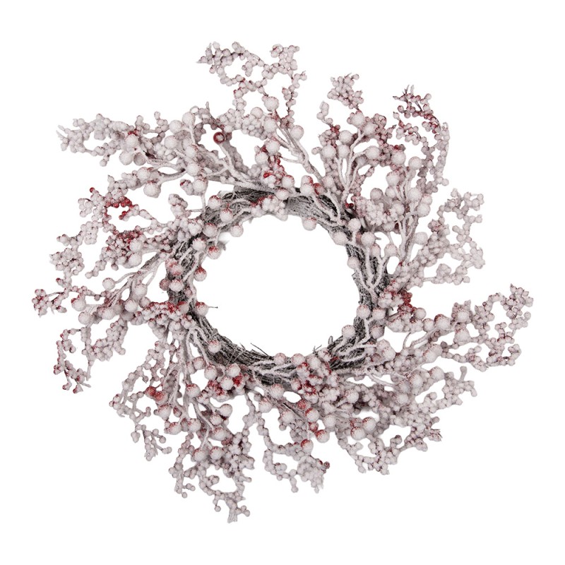 Clayre & Eef Wreath Ø 55 cm White Red Plastic