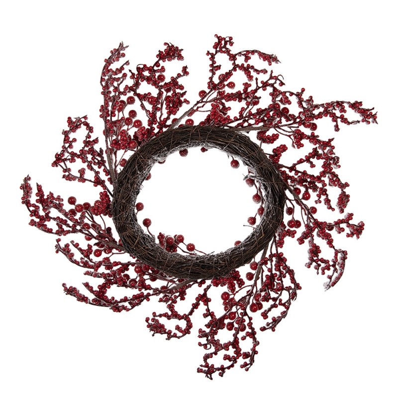 Clayre & Eef Wreath Ø 55 cm White Red Plastic