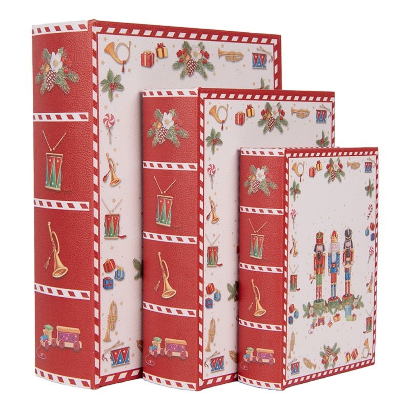 Clayre & Eef Storage Box Set of 3 Books 27x22x7 / 22x17x6 / 17x12x4 cm White Plastic