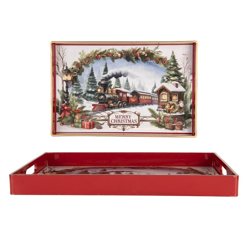 Clayre & Eef Tray 41x26x4 cm White Plastic