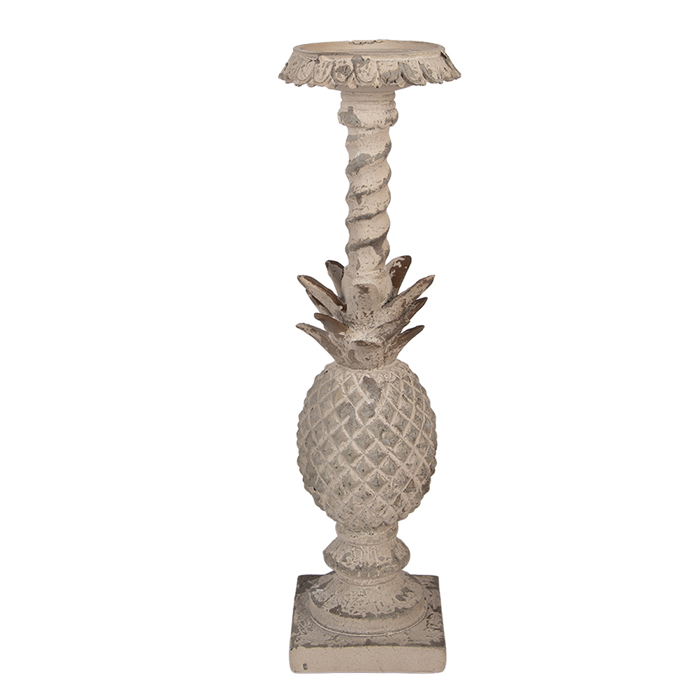 Clayre & Eef Kandelaar 11x11x41 cm Beige Keramisch materiaal afbeelding