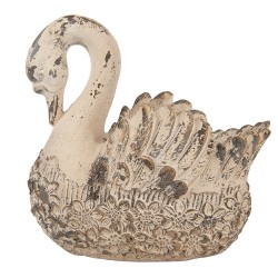 Clayre & Eef Image de décoration Cygne 18x11x17 cm Beige Matériau céramique