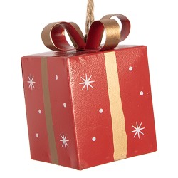 Clayre & Eef Christmas Ornament Gift 5x5x8 cm Red Metal