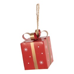 Clayre & Eef Christmas Ornament Gift 5x5x8 cm Red Metal